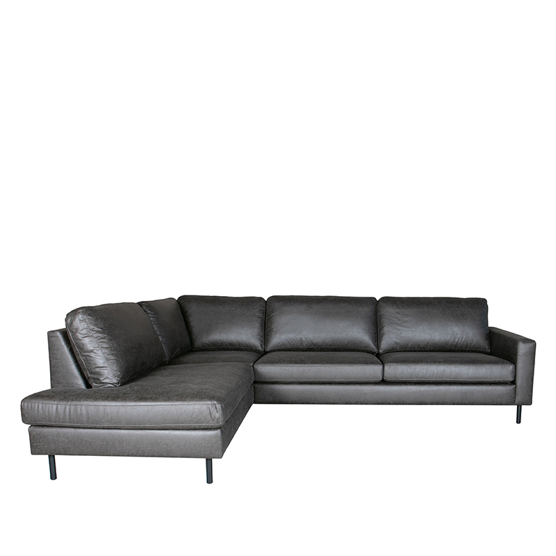 Hoekbank Genua - Antraciet - Microfiber - Ottomane + 2,5-Zits Hoekbank Genua - Antraciet - Microfiber - Ottomane + 2,5-Zits