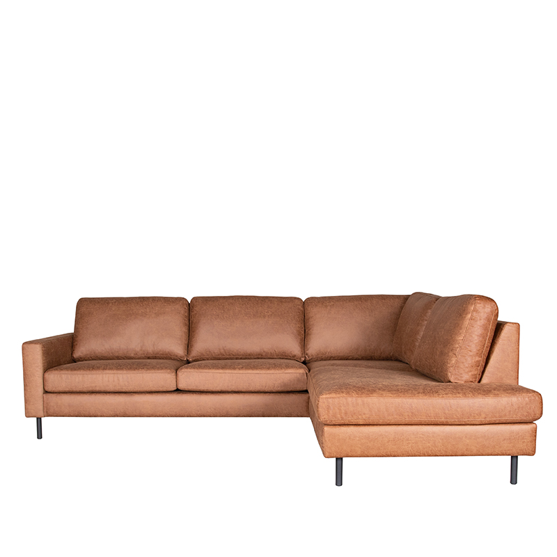 Hoekbank Genua - Cognac - Microfiber - 2,5-Zits + Ottomane Hoekbank Genua - Cognac - Microfiber - 2,5-Zits + Ottomane