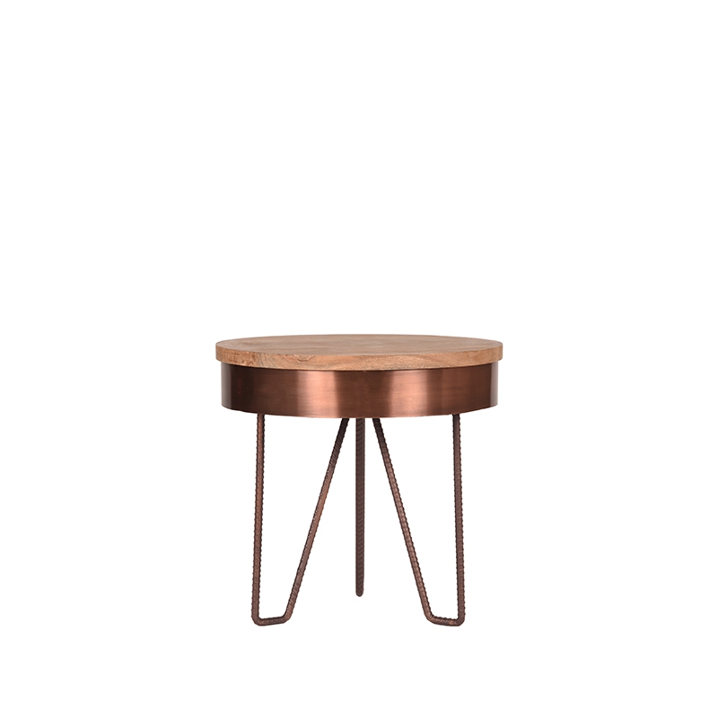Bijzettafel Saran - Koper - Metaal - Rond - 44 cm
