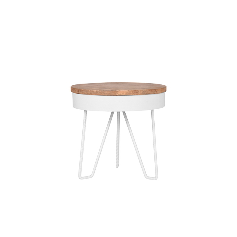Bijzettafel Saran - Wit - Metaal - Rond - 44 cm