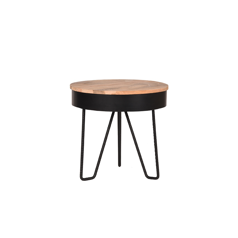 Bijzettafel Saran - Zwart - Metaal - Rond - 44 cm Bijzettafel Saran - Zwart - Metaal - Rond - 44 cm