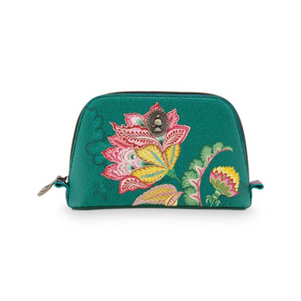 Cosmetic Bag Triangle Jambo Flower Green Small