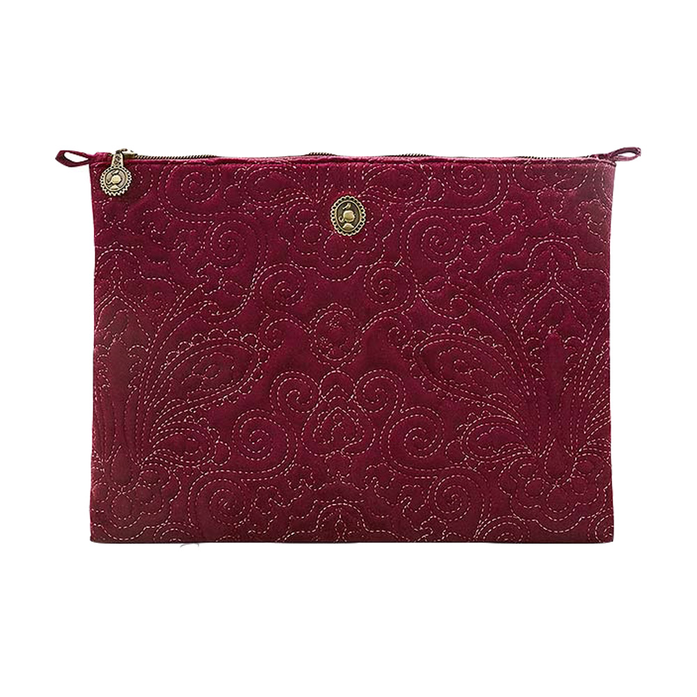 Cosmetic Flat Pouch Large Velvet Quiltey Days Red