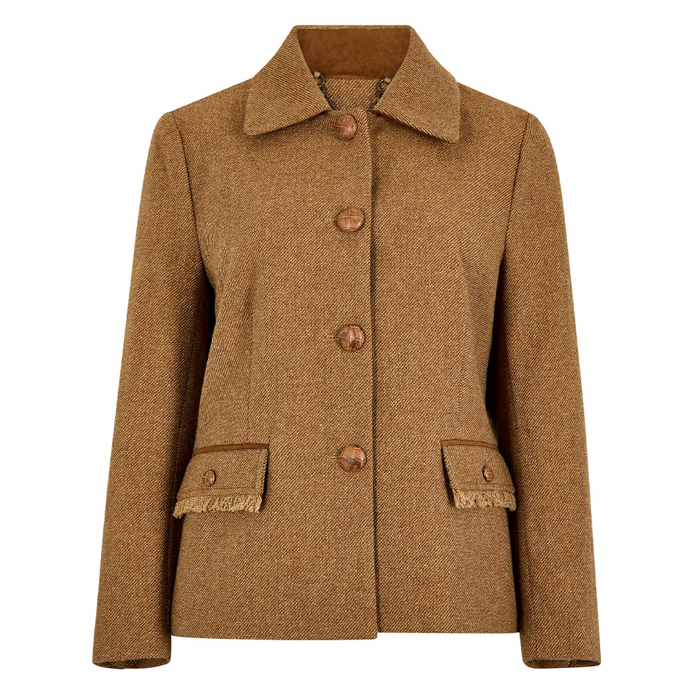 Dames Tweed jas Hillside Camel Twill