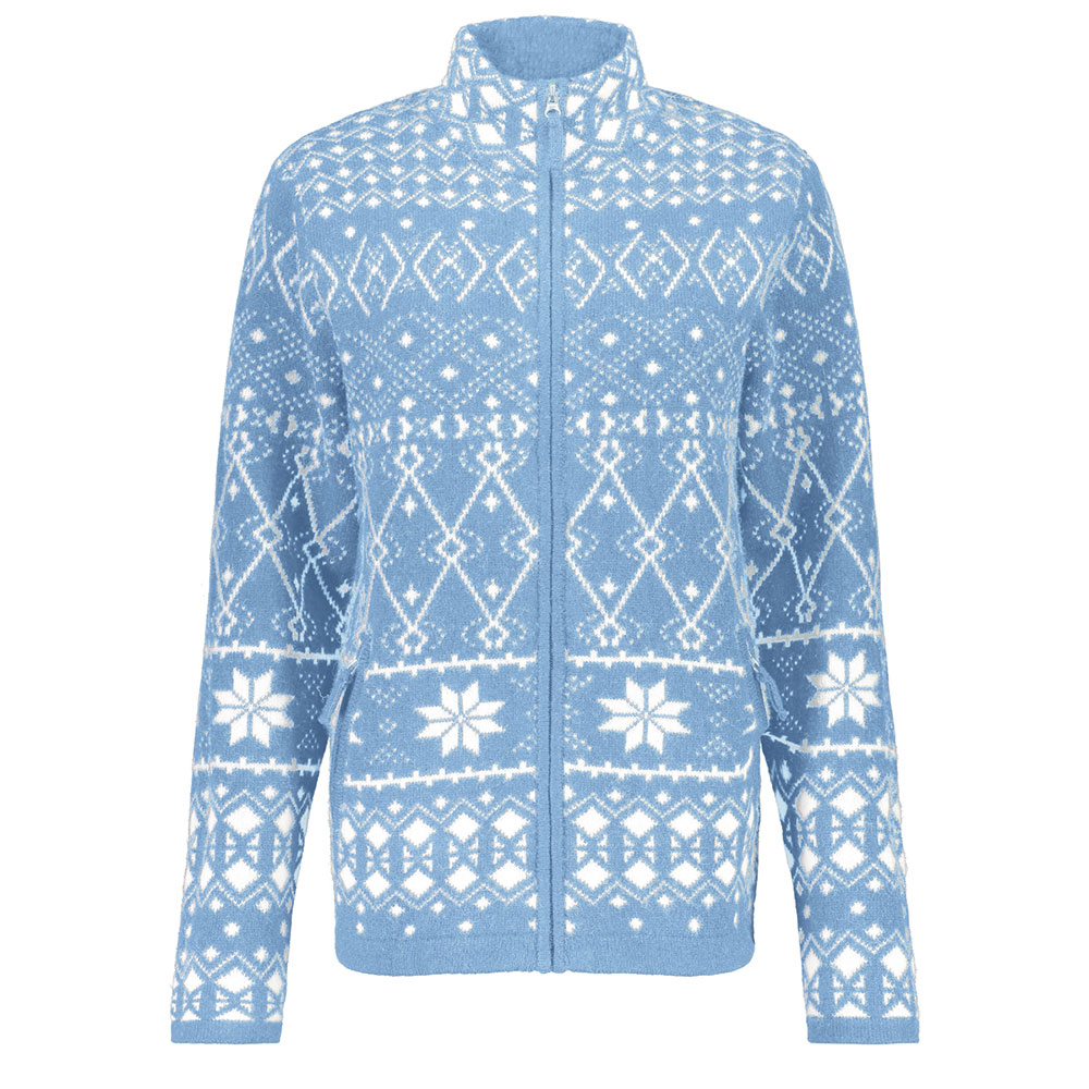 Dames vest Mock Neck Jacquard Dream Blue