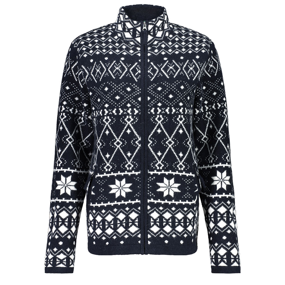 Dames vest Mock Neck Jacquard Navy Blue