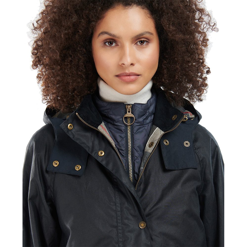 juni Incarijk Een nacht Dames waxjas Cannich Navy lang - Barbour Jassen