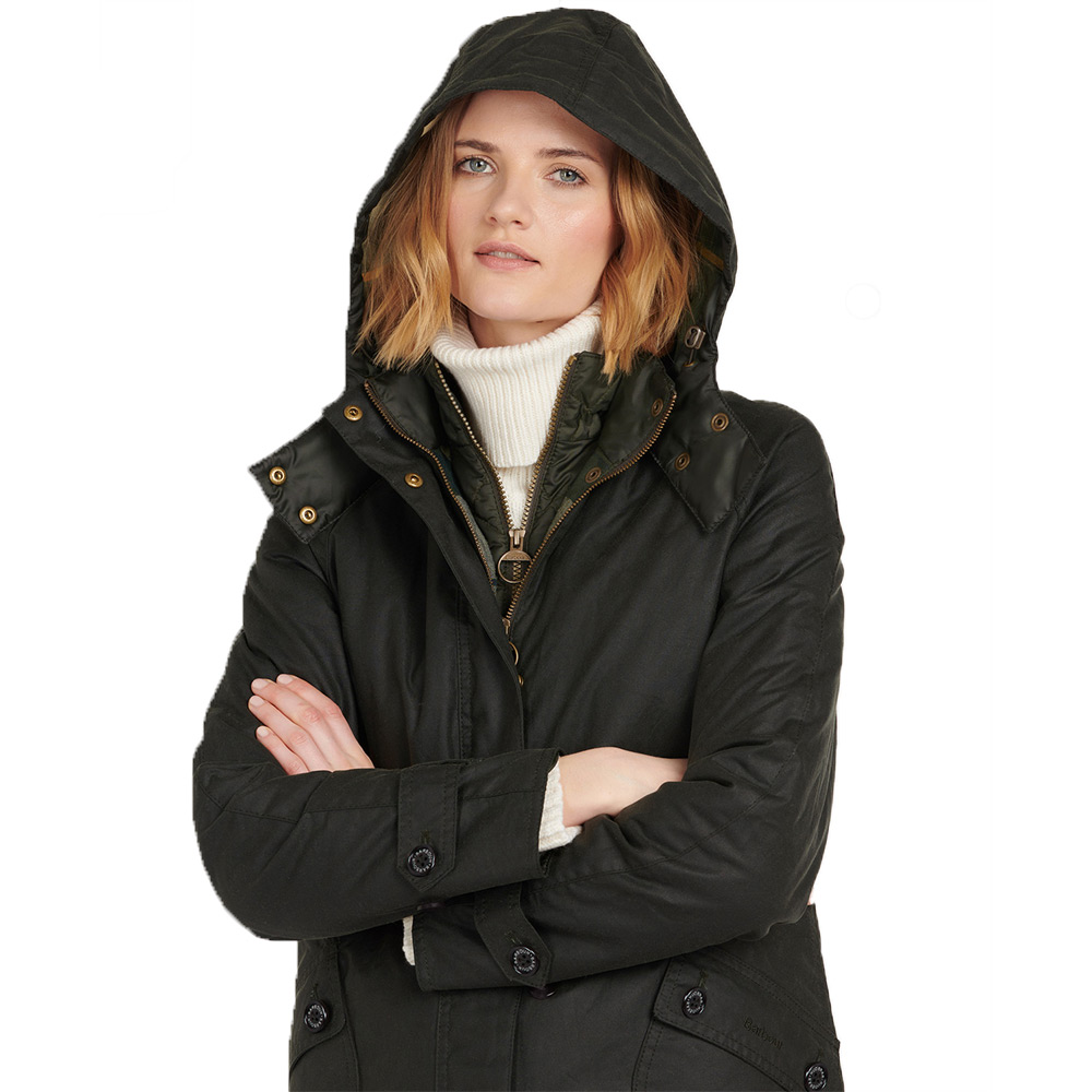 Walker and Hawkes - Women's wax jacket - with belt/4 pockets, Black Walker and Hawkes - Women's wax jacket - with belt/4 pockets, Black