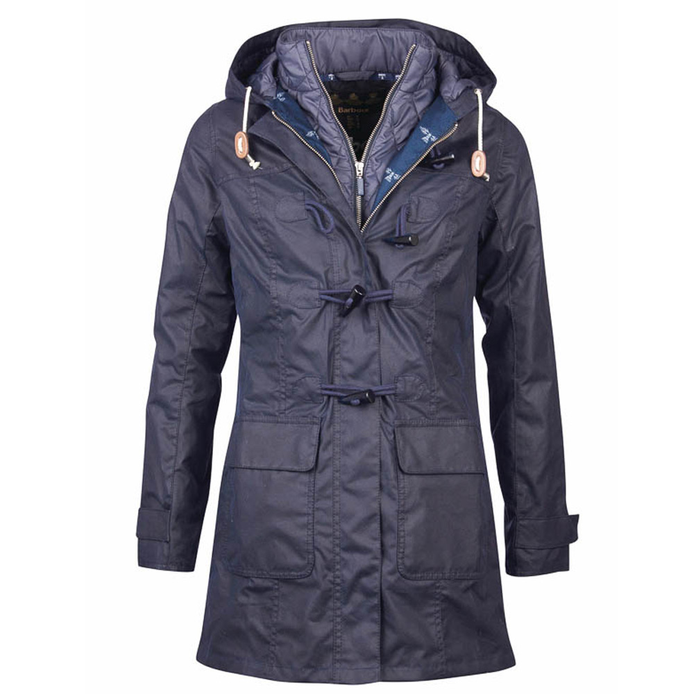 Dames waxjas Shipper duffle coat navy