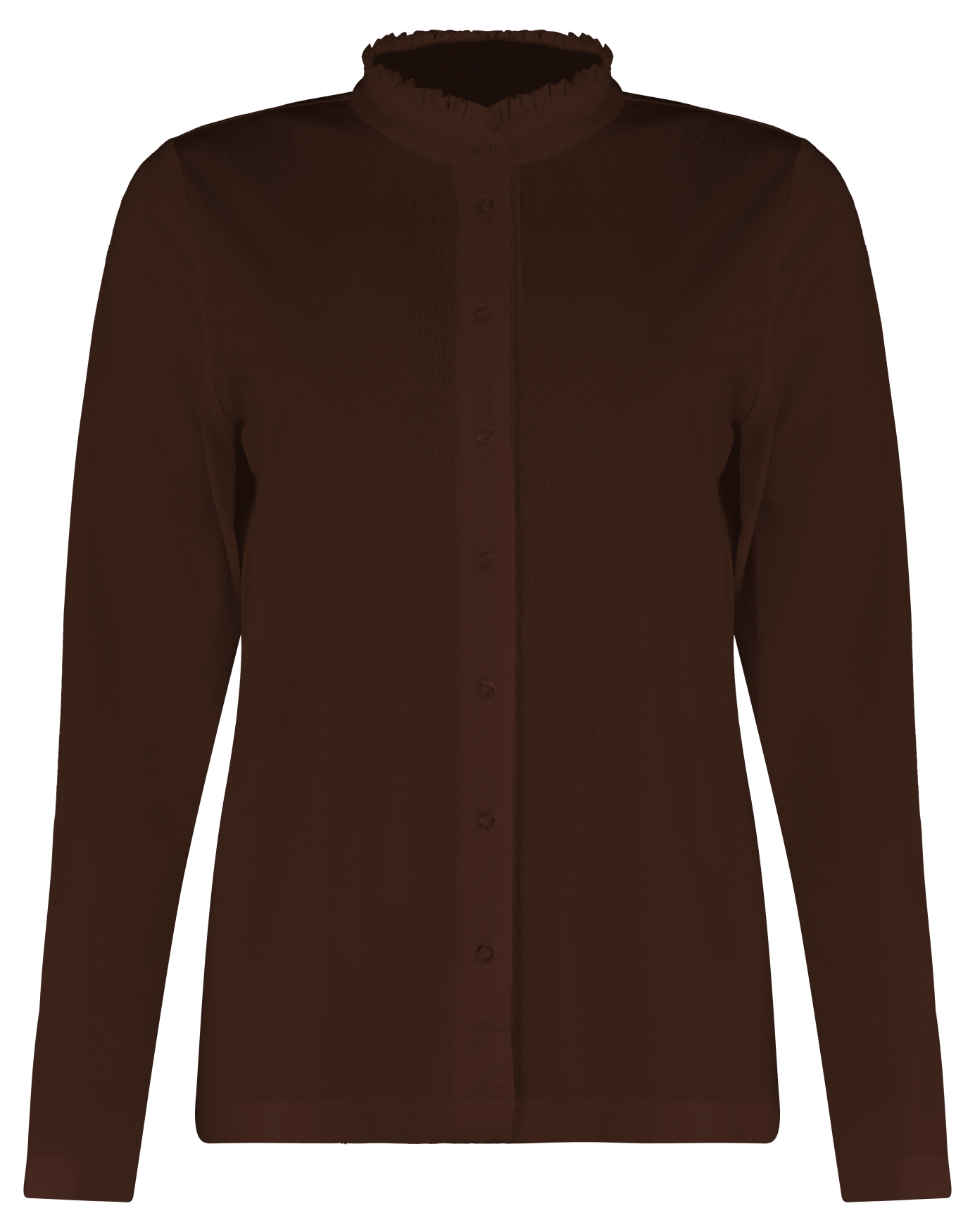 Damesblouse Ruffle Jersey Brown
