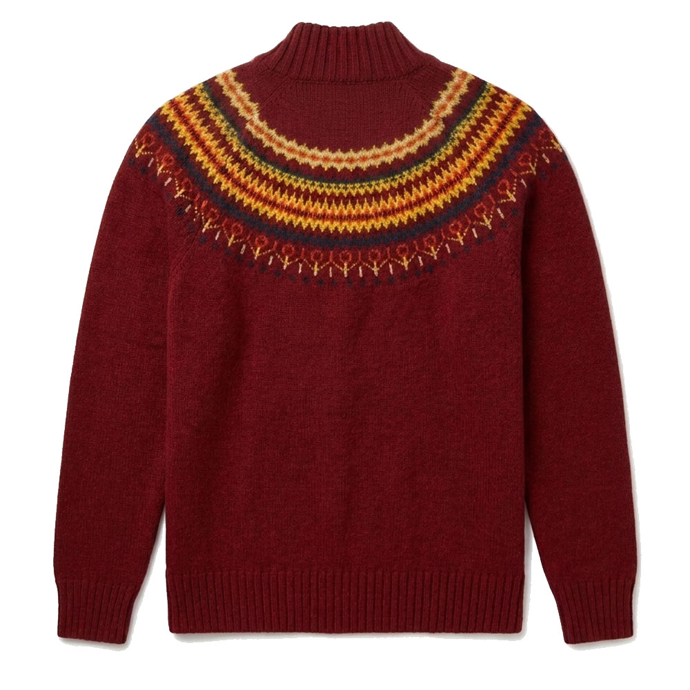Damestrui Fairisle Yoke turtle neck Russet Red