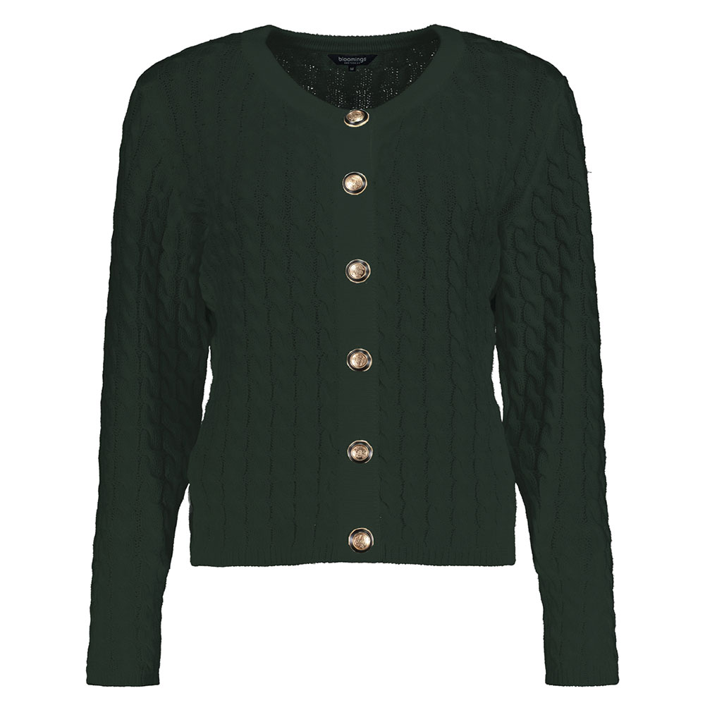 Damesvest Crew Neck Cable Dark Green