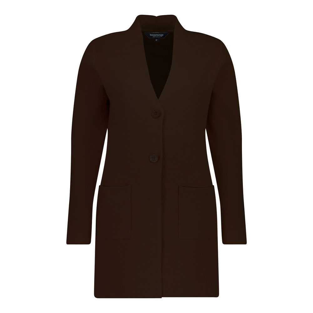 Damesvest V neck long Brown Mel