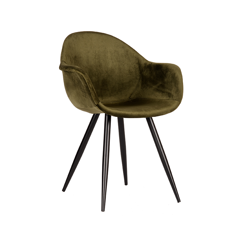 Eetkamerstoel Forli - Army green - Fluweel Eetkamerstoel Forli - Army green - Fluweel