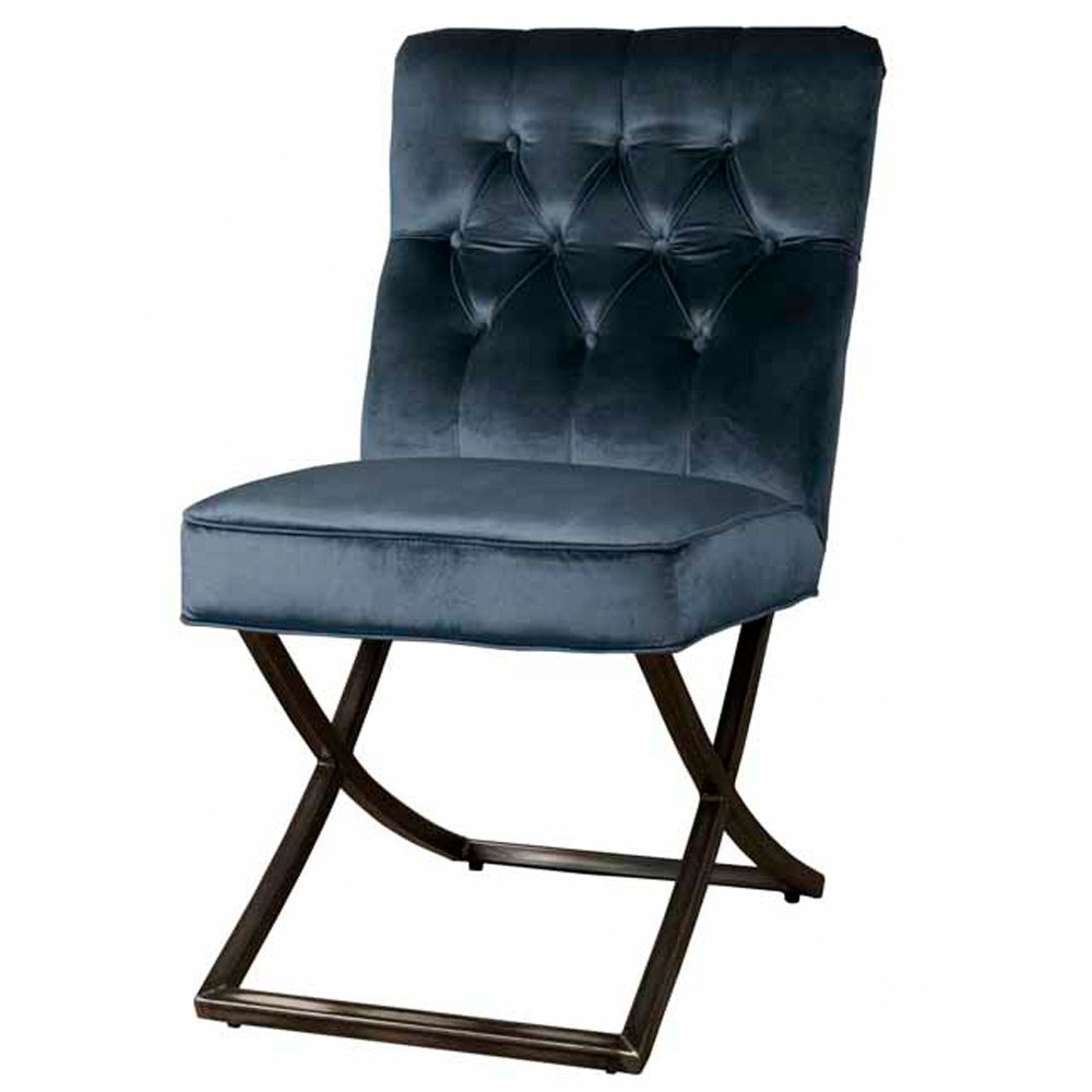 Eetstoel Bolton - velours blauw Eetstoel Bolton - velours blauw