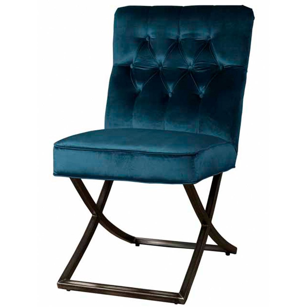 Eetstoel Bolton - velours groenblauw Eetstoel Bolton - velours groenblauw