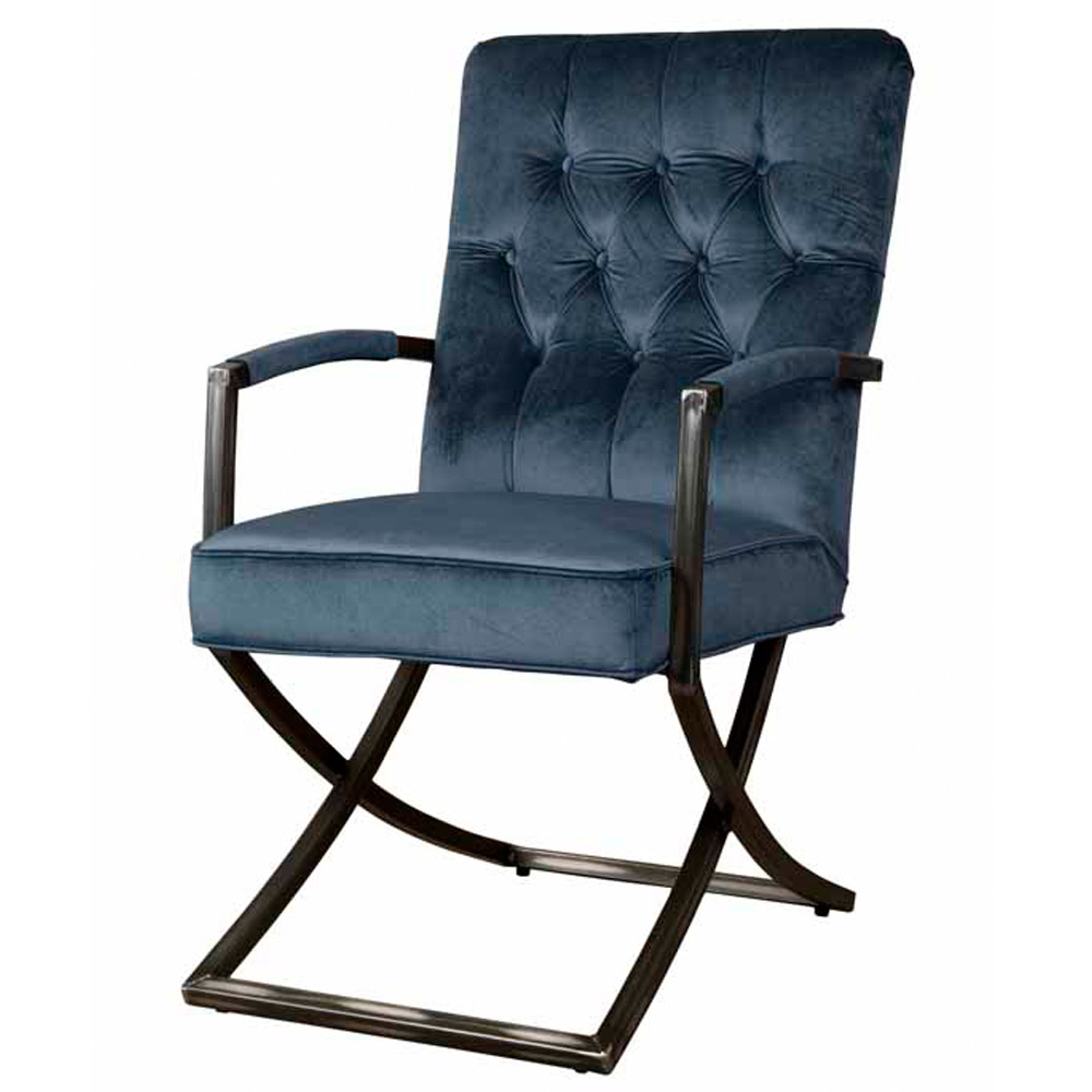 Eetstoel Luton - velours blauw Eetstoel Luton - velours blauw
