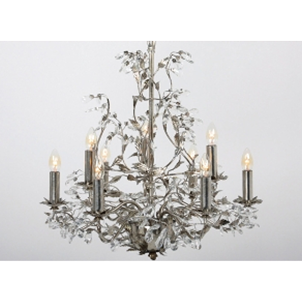 Elegance Round Bladzilver 9 lichts