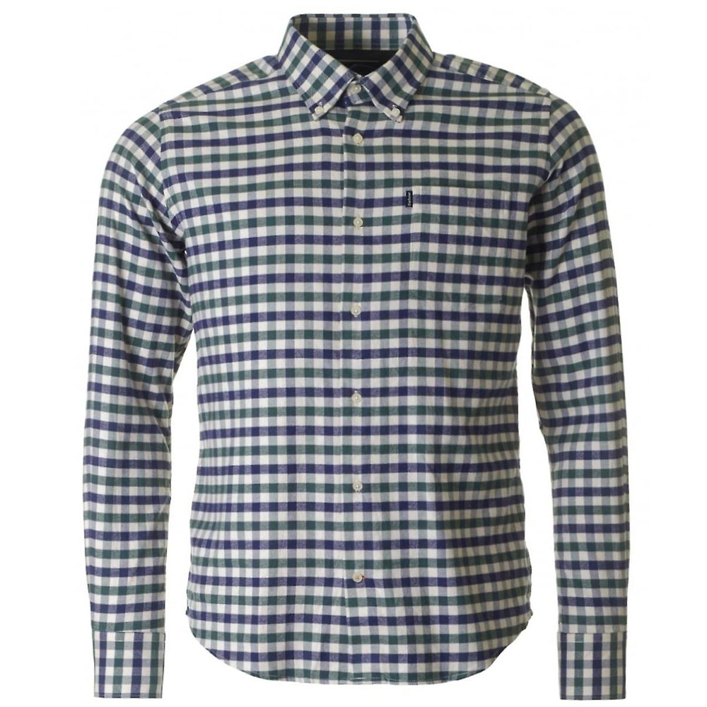 Barbour Flanellen Herenblouse Moss Olive barbour kopen in de aanbieding