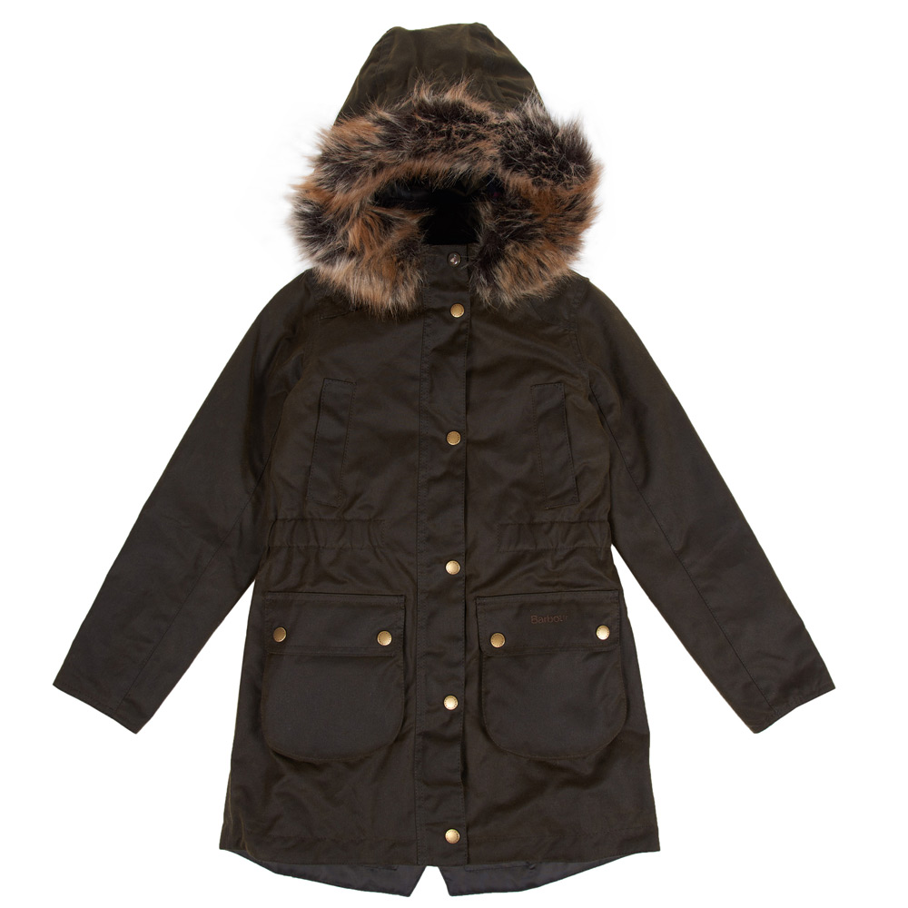 kinderjas Girls Thrunton Wax Olive