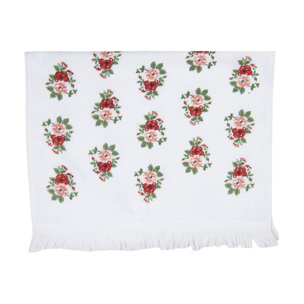 Gastendoekje wit groen rozen