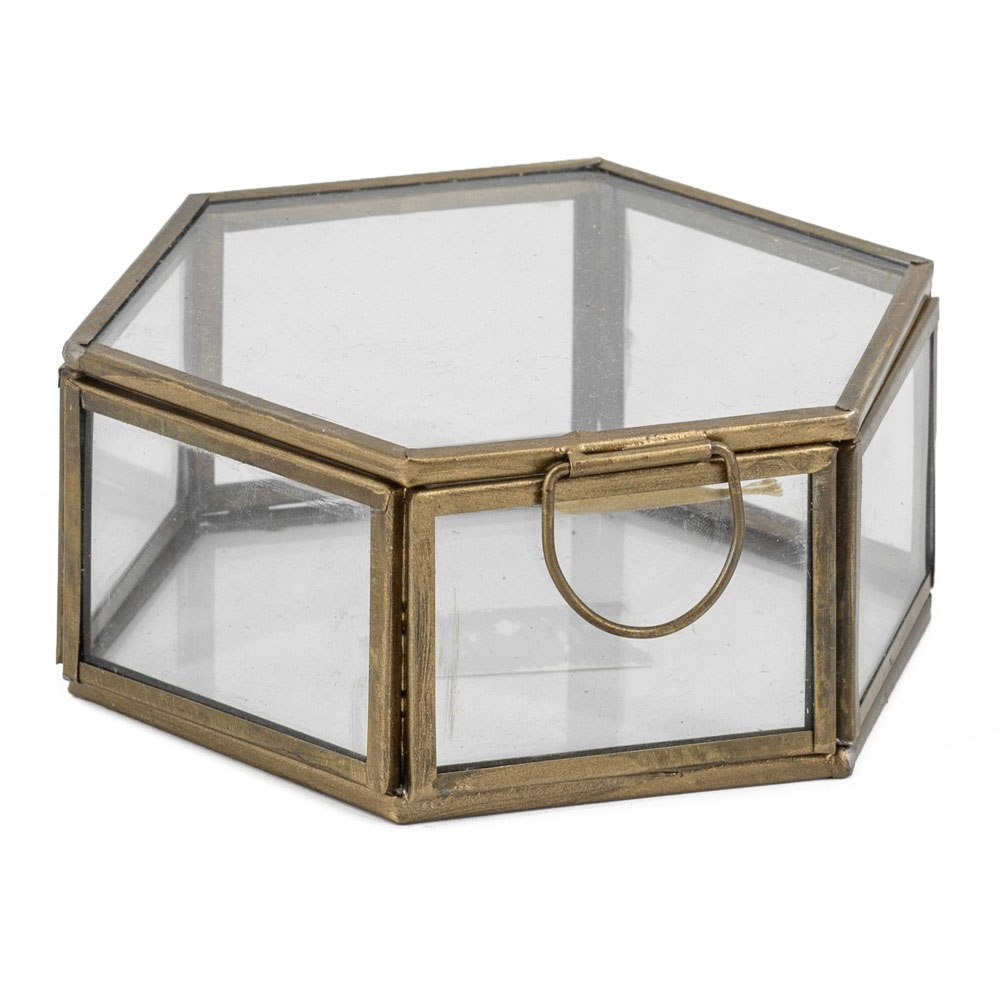 Glazen doosje hexagon met deksel
