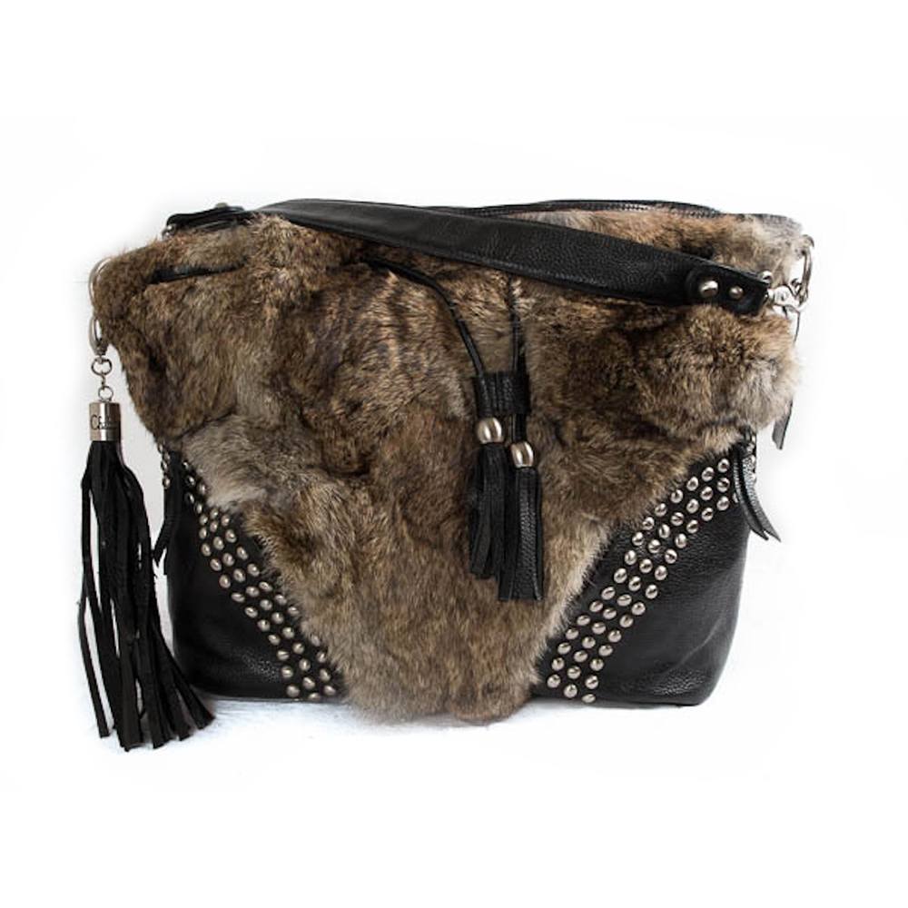 Handtas konijn - Bold Fur Black