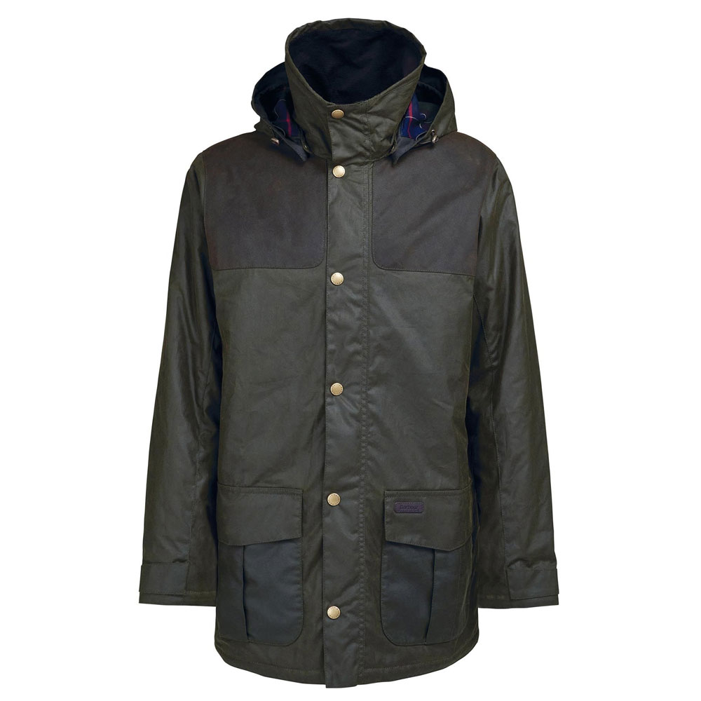 Heren waxjas Ollerton Olive afbeelding 1
