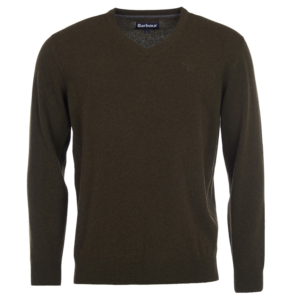 Barbour Herentrui Essential lambwool V neck seaweed