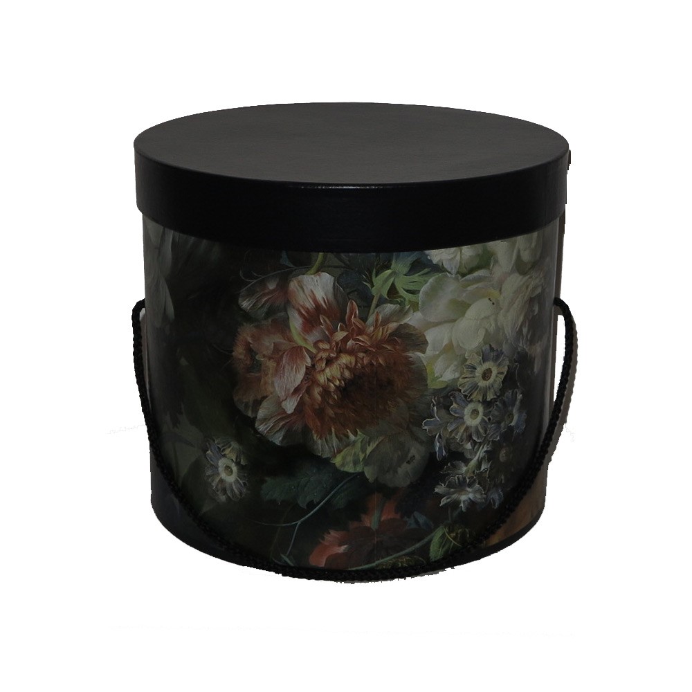 Hoedendoos bloemen rond S