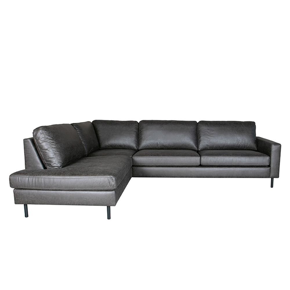 Hoekbank Genua - Antraciet - Microfiber - Ottomane + 2,5-Zits Hoekbank Genua - Antraciet - Microfiber - Ottomane + 2,5-Zits