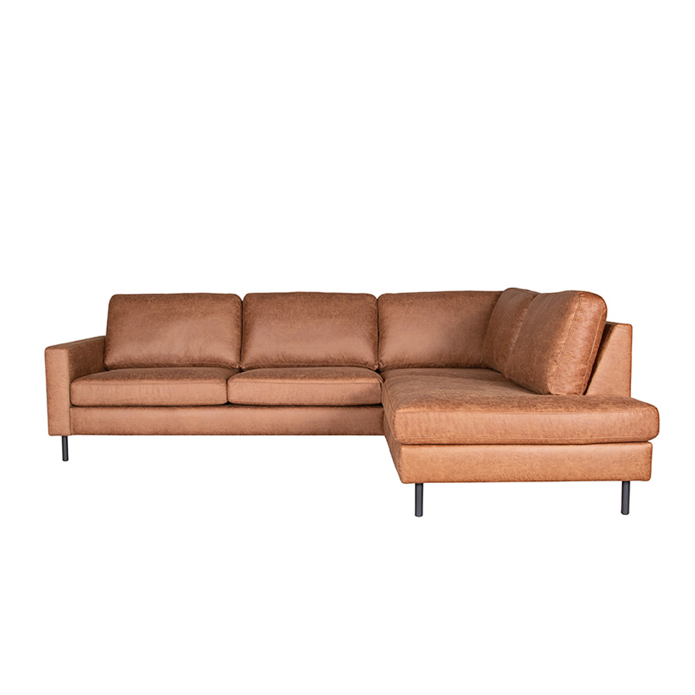 Hoekbank Genua - Cognac - Microfiber - 2,5-Zits + Ottomane Hoekbank Genua - Cognac - Microfiber - 2,5-Zits + Ottomane