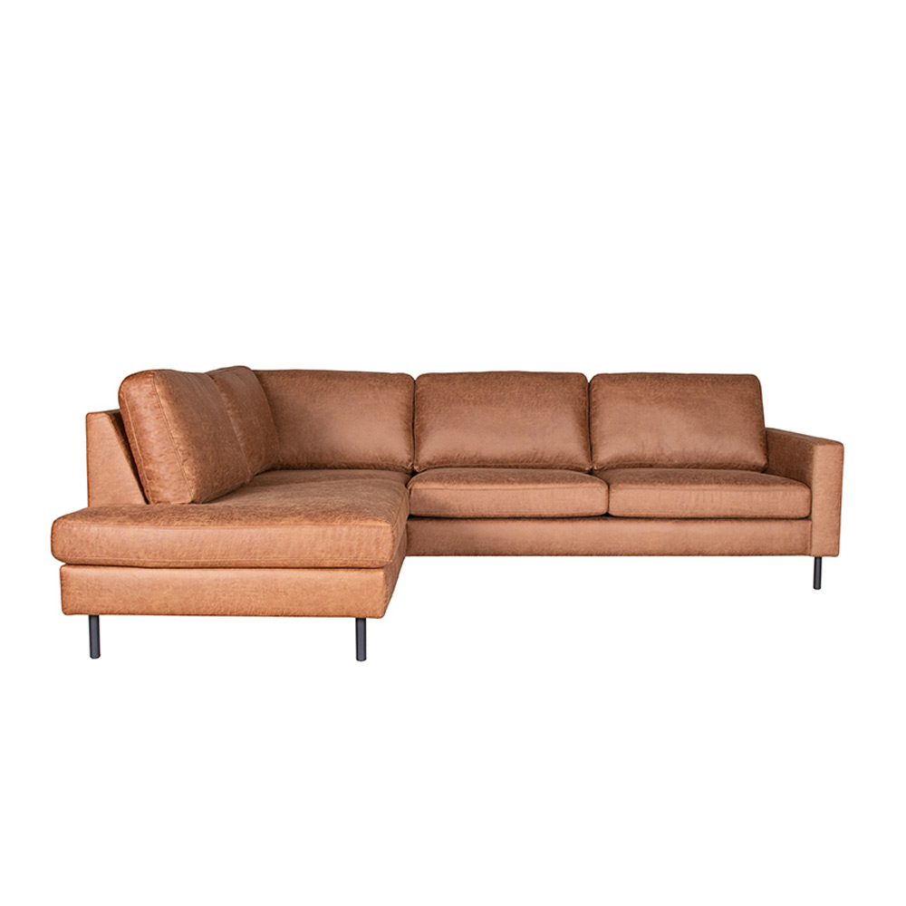 Hoekbank Genua - Cognac - Microfiber - Ottomane + 2,5-Zits Hoekbank Genua - Cognac - Microfiber - Ottomane + 2,5-Zits