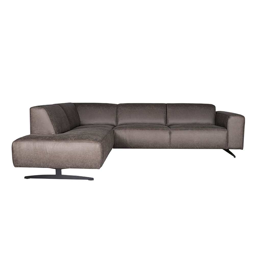 Hoekbank Modena - Antraciet - Microfiber - Ottomane + 2,5-Zits Hoekbank Modena - Antraciet - Microfiber - Ottomane + 2,5-Zits