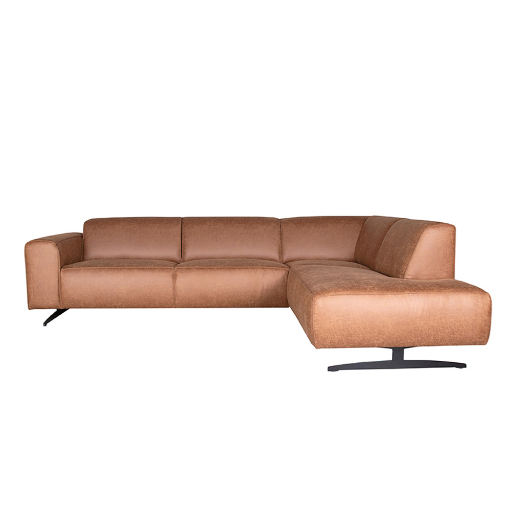 Hoekbank Modena - Cognac - Leder - 2,5-Zits + Ottomane Hoekbank Modena - Cognac - Leder - 2,5-Zits + Ottomane