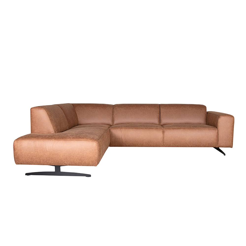 Hoekbank Modena - Cognac - Microfiber - Ottomane + 2,5-Zits Hoekbank Modena - Cognac - Microfiber - Ottomane + 2,5-Zits