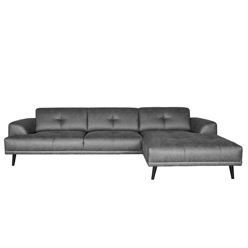 Hoekbank Salerno - Antraciet - Microfiber - 2,5-Zits + Chaise Longue Hoekbank Salerno - Antraciet - Microfiber - 2,5-Zits + Chaise Longue