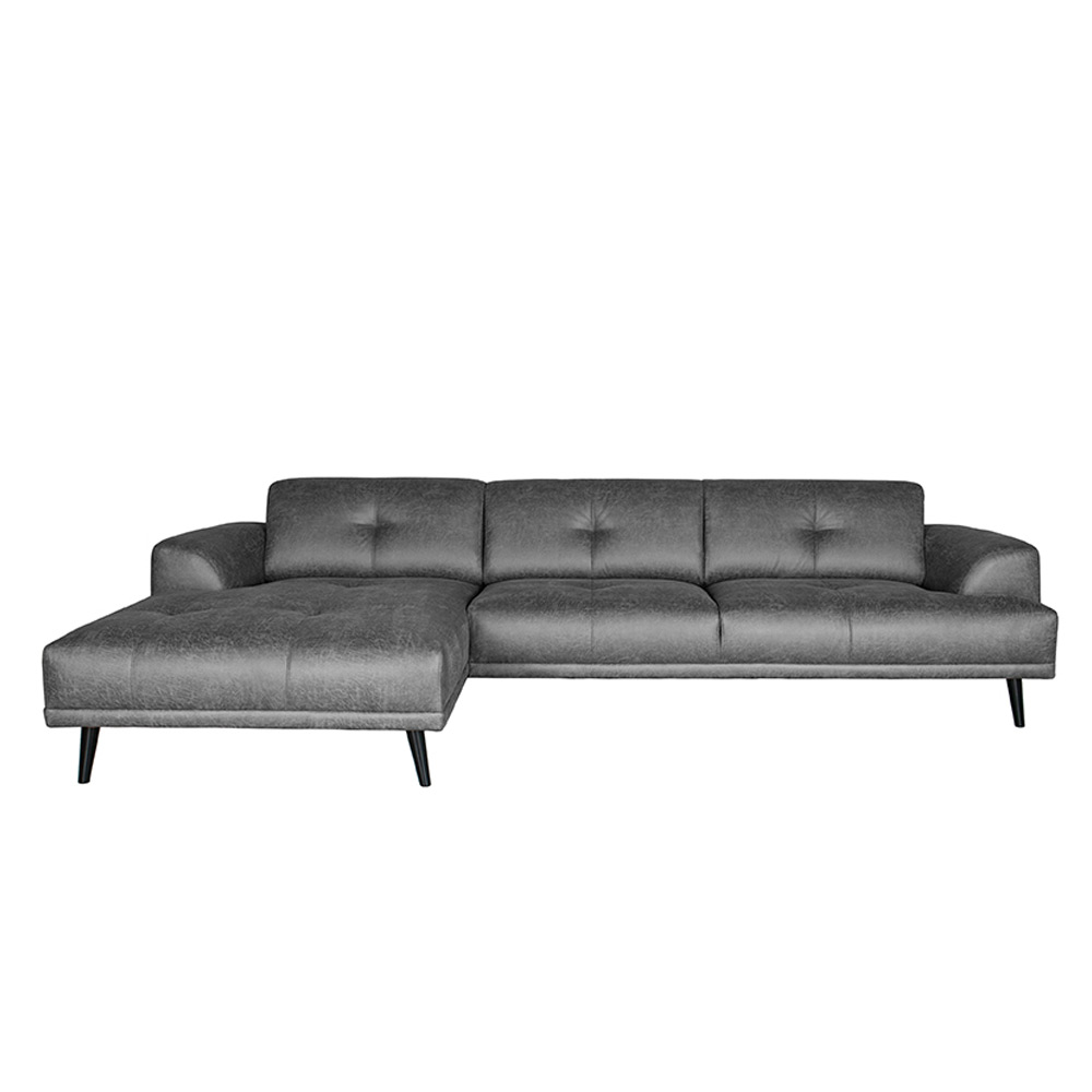 Hoekbank Salerno - Antraciet - Microfiber - Chaise Longue + 2,5-Zits Hoekbank Salerno - Antraciet - Microfiber - Chaise Longue + 2,5-Zits