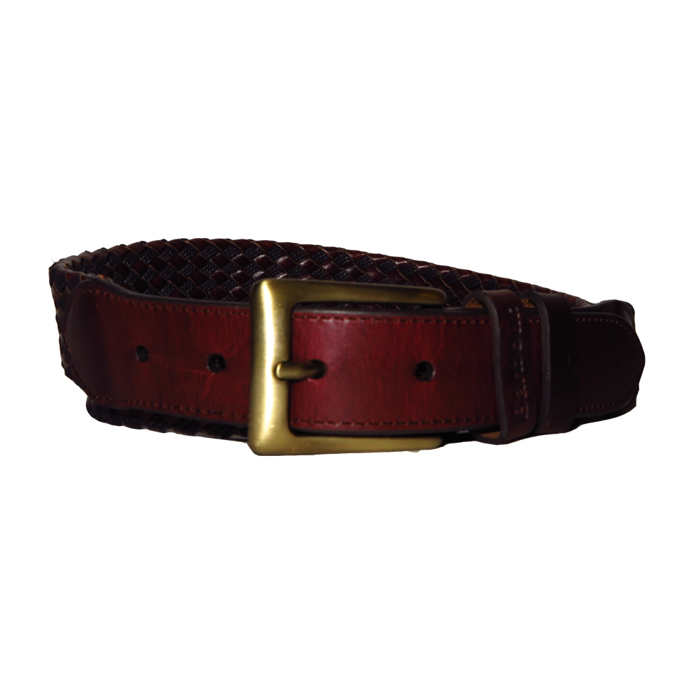 Leather & wax cotton belt brown
