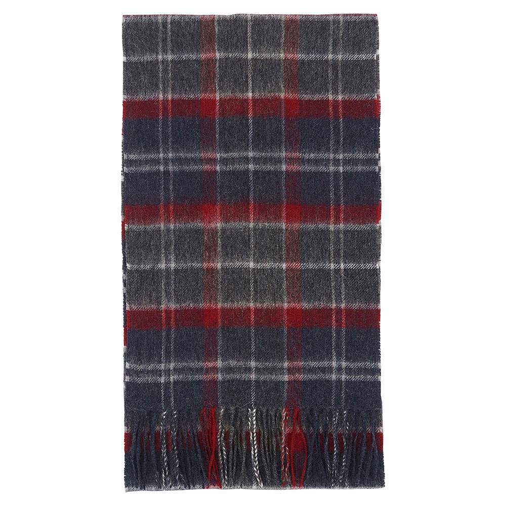 Merino Cashmere Tartan Scarf Blue Granite