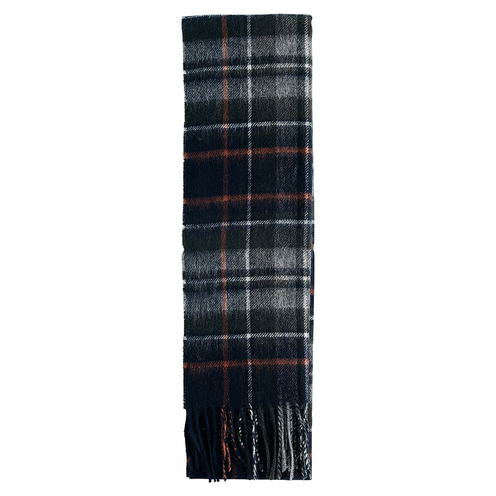 New Check Tartan Scarf Navy/ dark Ginger