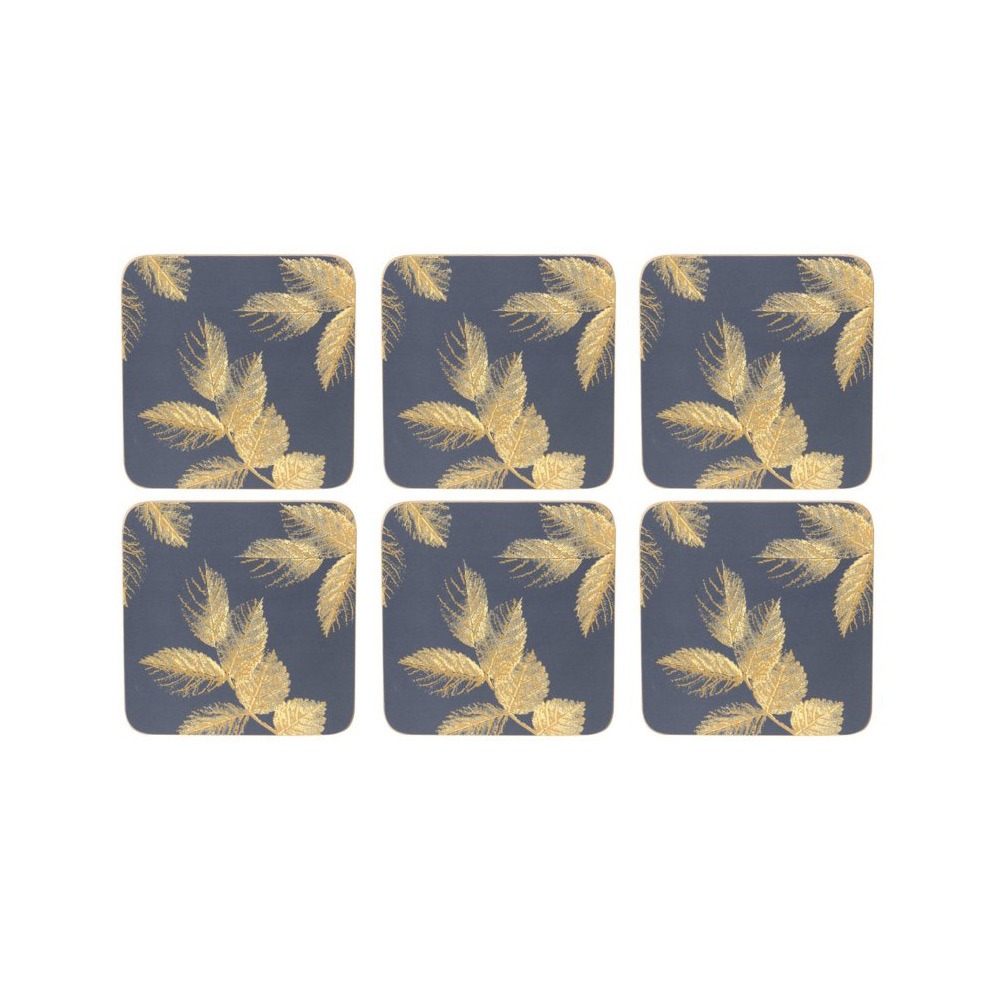 Onderzetter Etched Leaves Dark Grey, set van 6