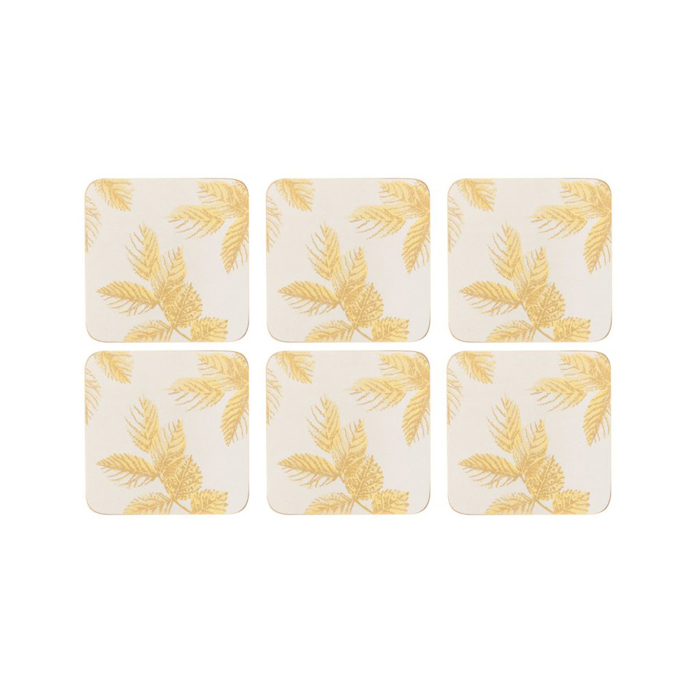 Onderzetter Etched leaves Light Grey, set van 6