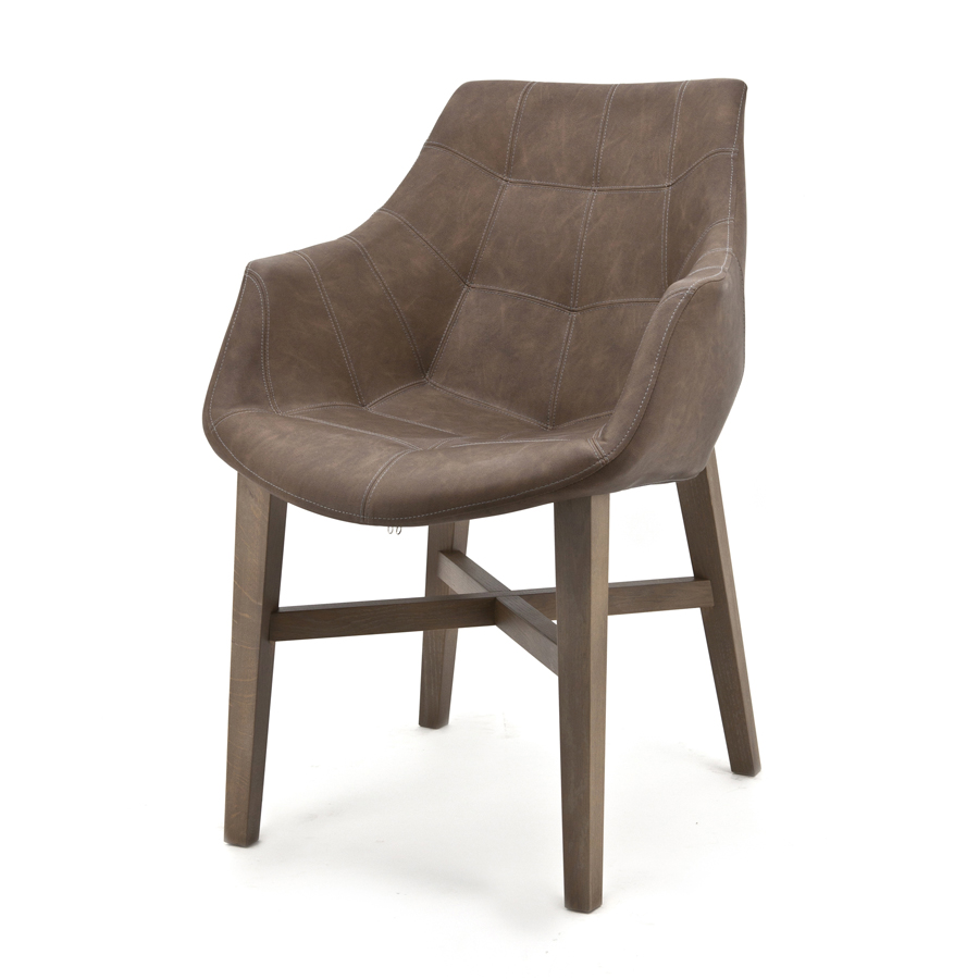 Eetstoel Neba met armleuning - bruin vintage