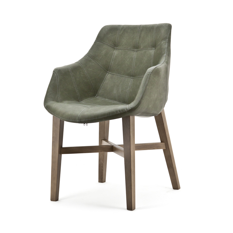 Eetstoel Neba met armleuning - groen vintage