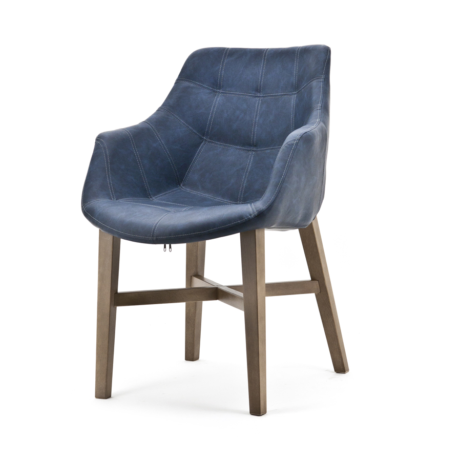 Eetstoel Neba met armleuning - blauw vintage