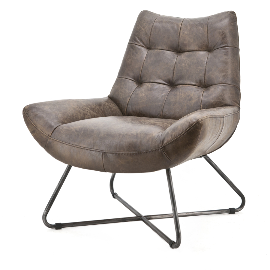 Fauteuil Pedro Leder Vintage Donkerbruin huismerk kopen in de aanbieding