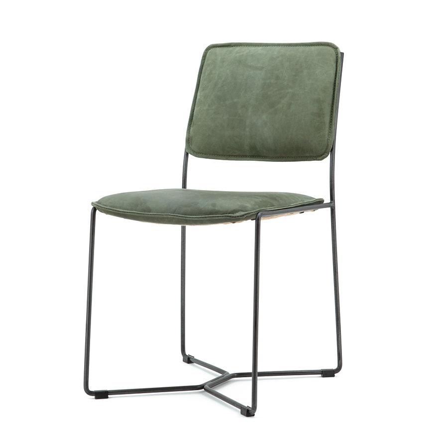 Eetstoel Mees - groen vintage leder