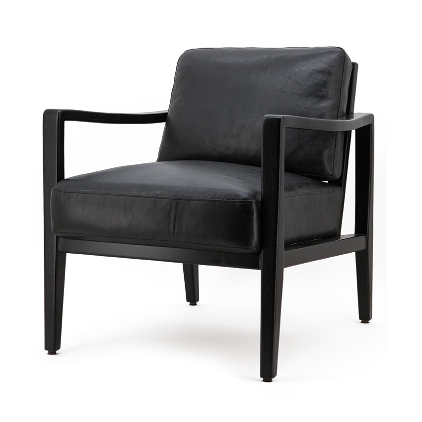 Fauteuil Olaf Zwart Vintage Leder huismerk kopen in de aanbieding