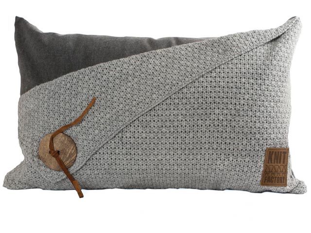 Knit Factory Barley kussen gerstekorrel 60x40 lichtgrijs